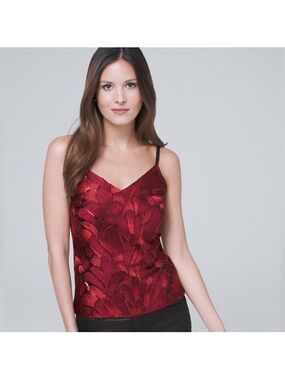 White House Black Market Elegant Red Lace Camisole Top M